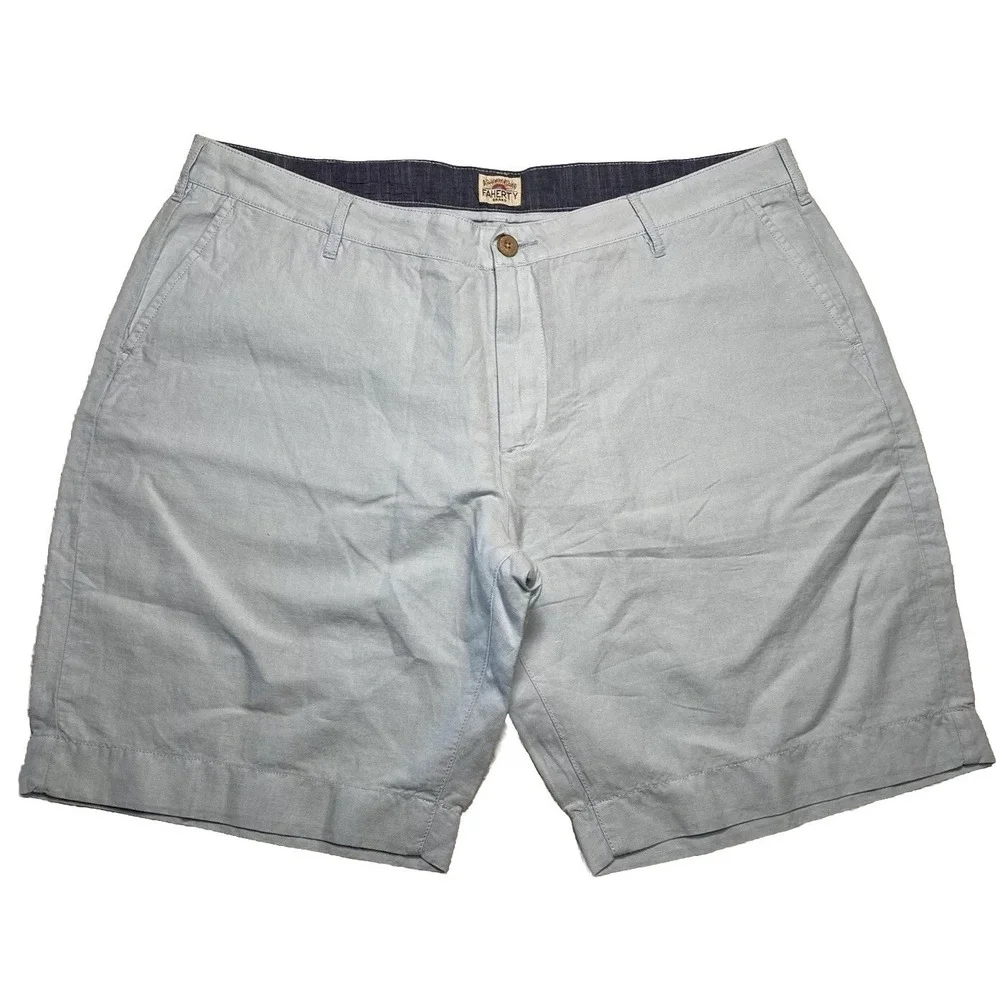 Faherty Brand Men's Shorts Blue Linen Blend Size 38